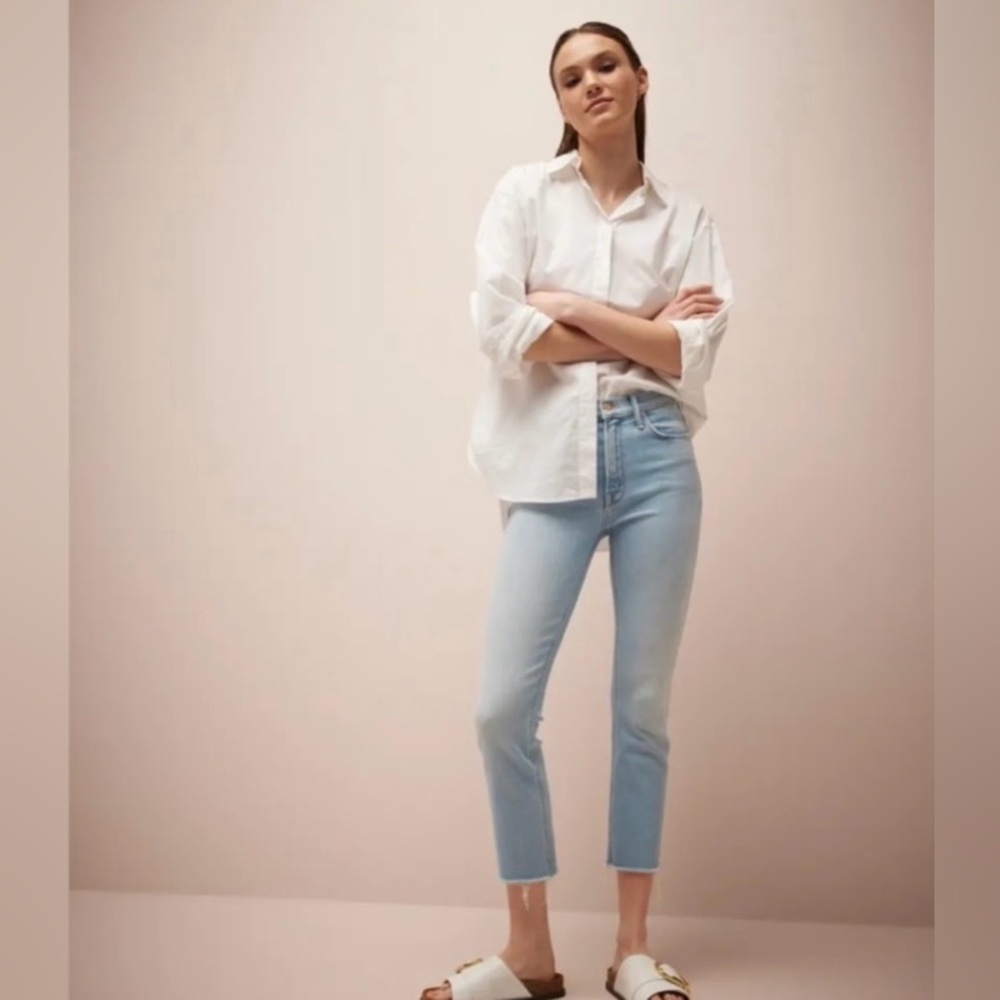 MOTHER The Mid Rise Dazzler Ankle Fray Jeans